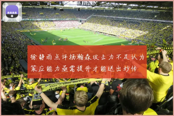 徐静雨点评杨瀚森攻击力不足认为策应能力亟需提升才能送出妙传